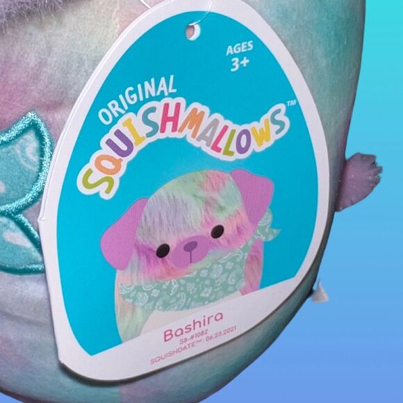 NWT Squishmallows Bashira the Bandana Dog Plush Stuffrd Animal 8” - Picture 2 of 4